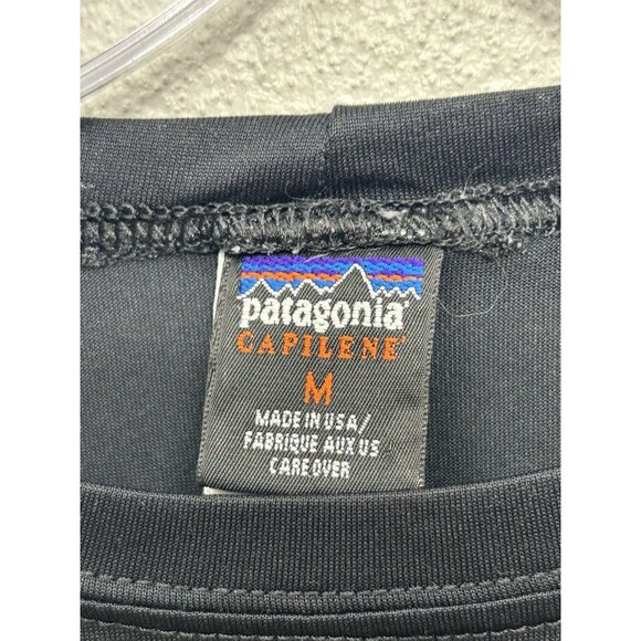 Patagonia Capilene Shirt Womens Medium Black Lightweight Base Layer Long Sleeve - Picture 3 of 6